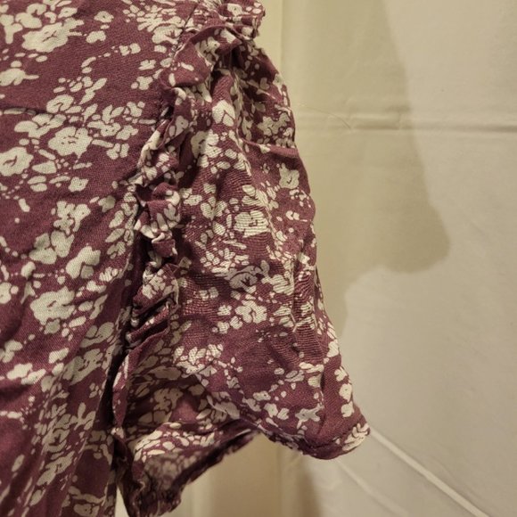 Anthropologie TULLE Peplum Boatneck Top Plum & Ivory M - Picture 5 of 10